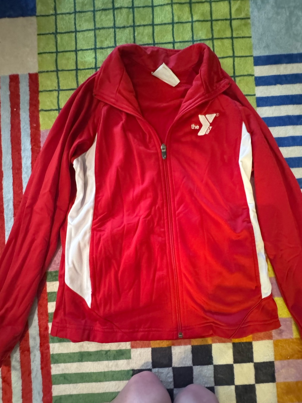 Augusta Sportswear Red Full-Zip Athletic Jacket with White Panels